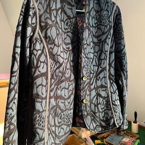 Coldwater Creek Black and Gray Patterned Blazer